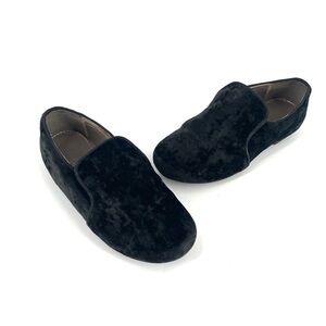 Papanatas Black Velvet Smoking Slip On Loafer Flat